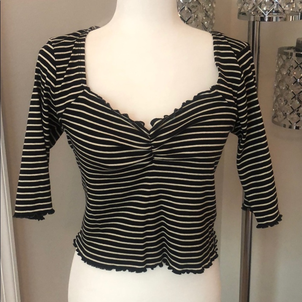 Striped ruched crop top